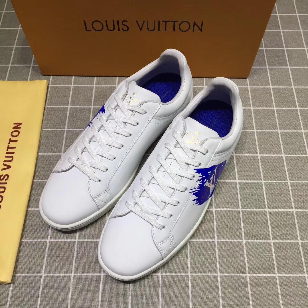 lv Perfect Quality Sneakers White and blue LV chevron with white sole MS071050