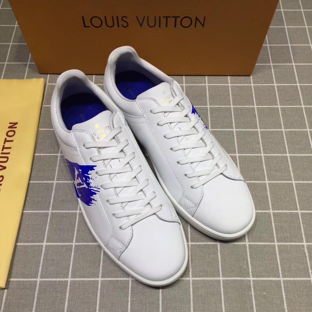 lv Perfect Quality Sneakers White and blue LV chevron with white sole MS071050