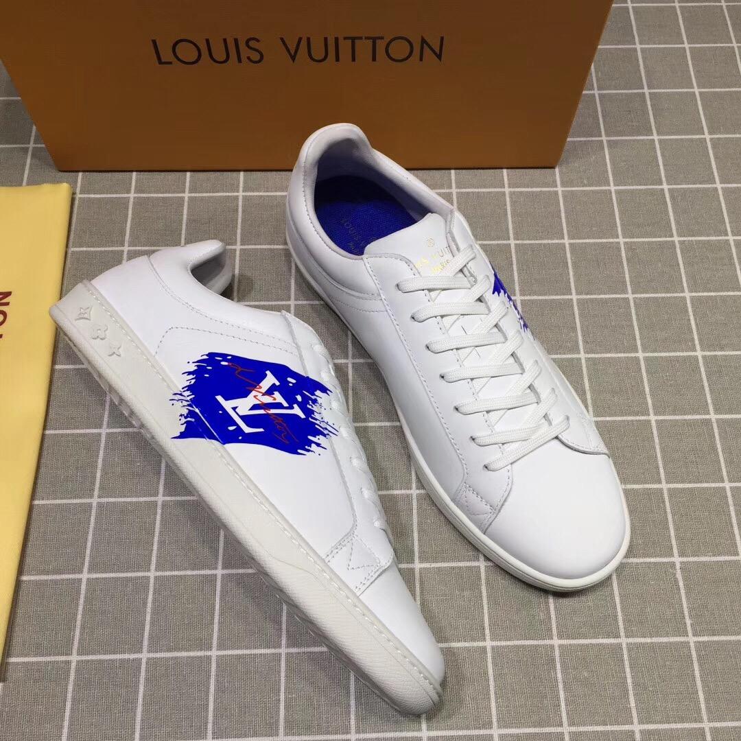 lv Perfect Quality Sneakers White and blue LV chevron with white sole MS071050