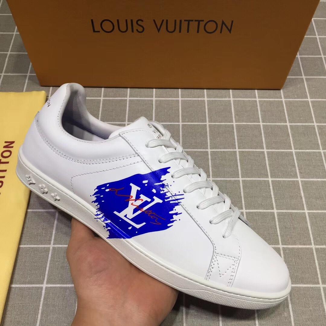 lv Perfect Quality Sneakers White and blue LV chevron with white sole MS071050