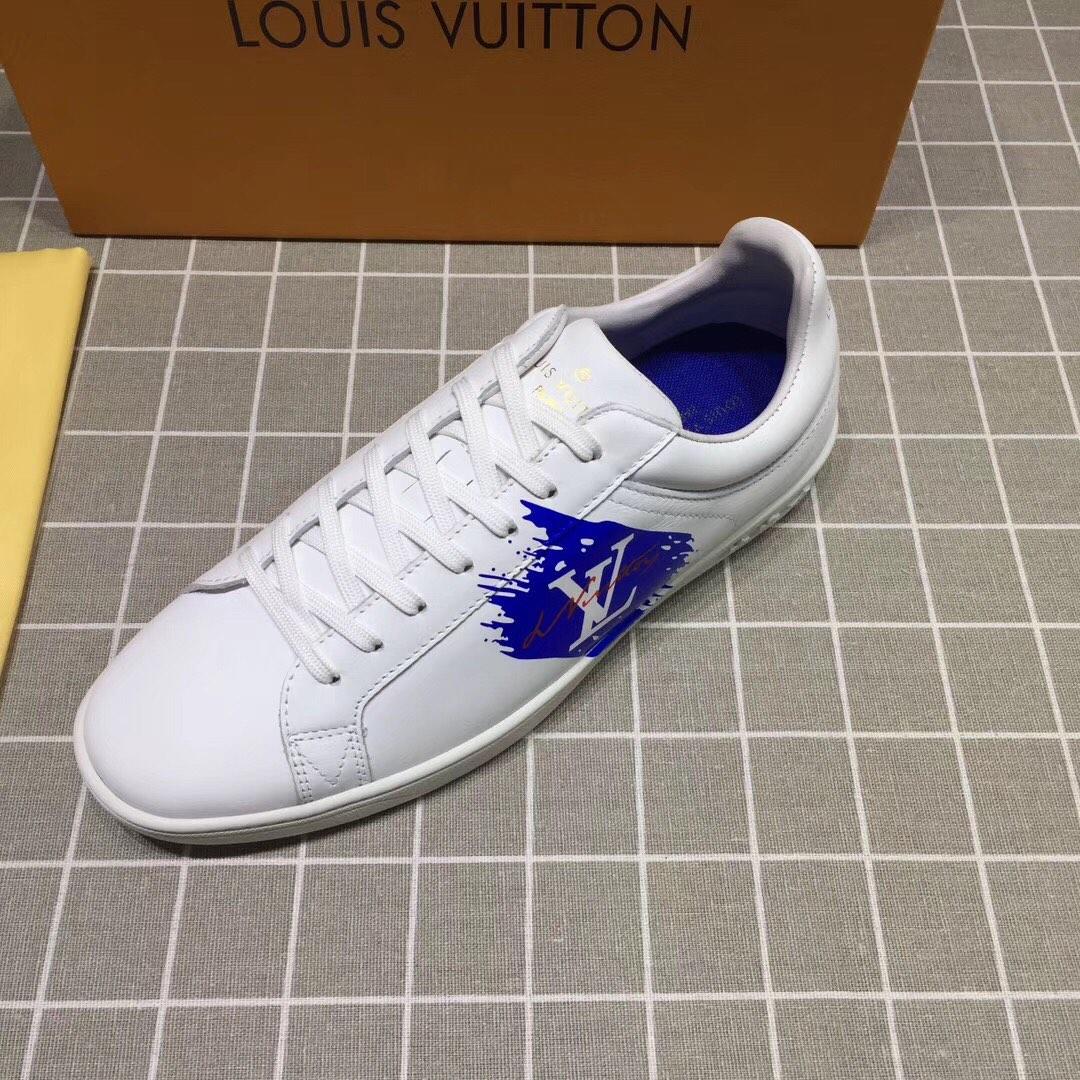 lv Perfect Quality Sneakers White and blue LV chevron with white sole MS071050