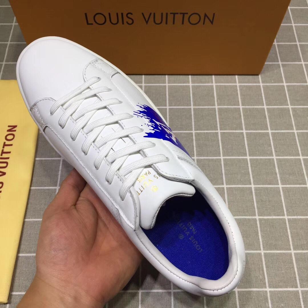 lv Perfect Quality Sneakers White and blue LV chevron with white sole MS071050