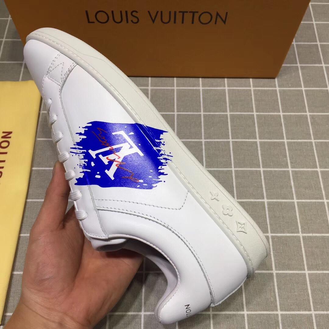 lv Perfect Quality Sneakers White and blue LV chevron with white sole MS071050