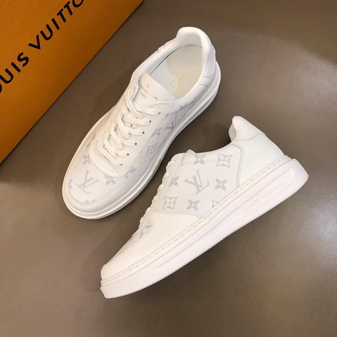 lv Perfect Quality Sneakers White and  Monogram print with white sole MS021028