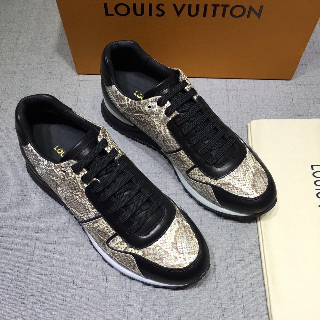 lv Perfect Quality Sneakers Silver snake print and black leather detail with white sole MS071035