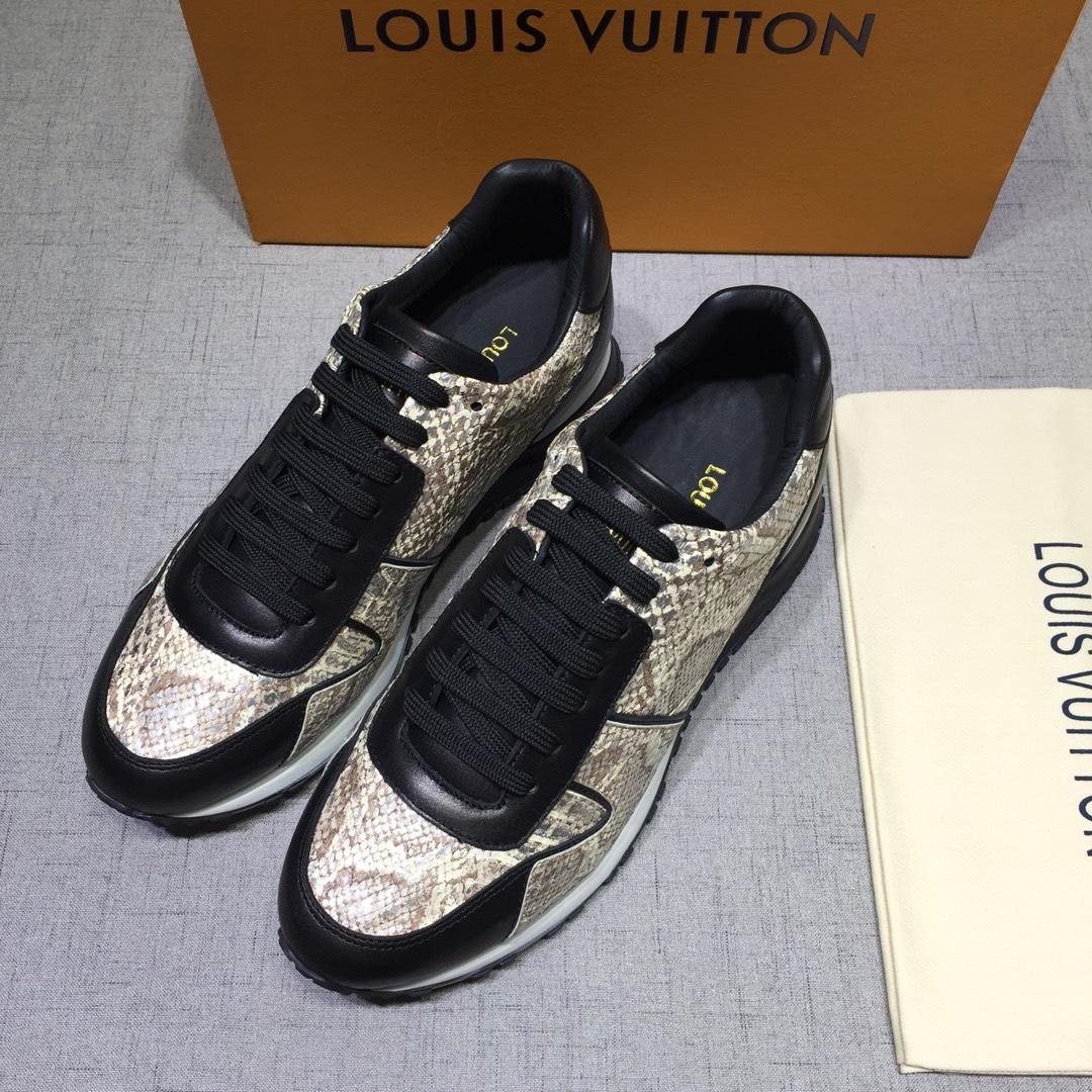 lv Perfect Quality Sneakers Silver snake print and black leather detail with white sole MS071035