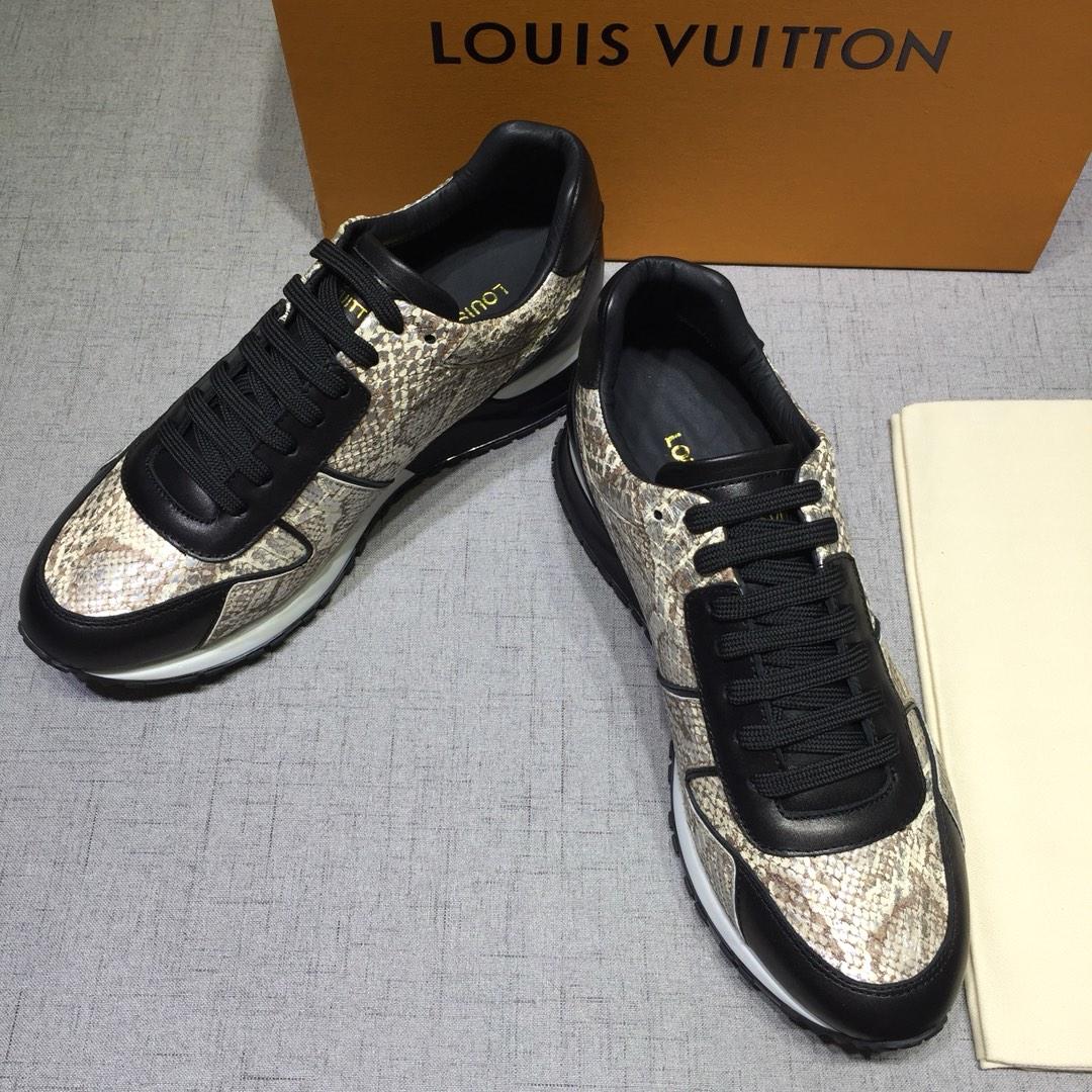 lv Perfect Quality Sneakers Silver snake print and black leather detail with white sole MS071035