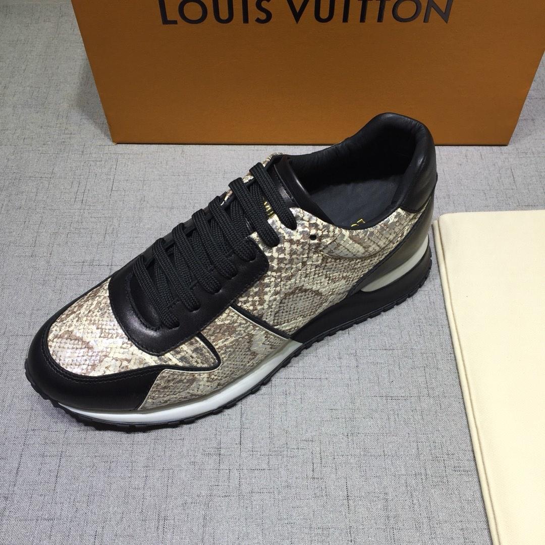 lv Perfect Quality Sneakers Silver snake print and black leather detail with white sole MS071035