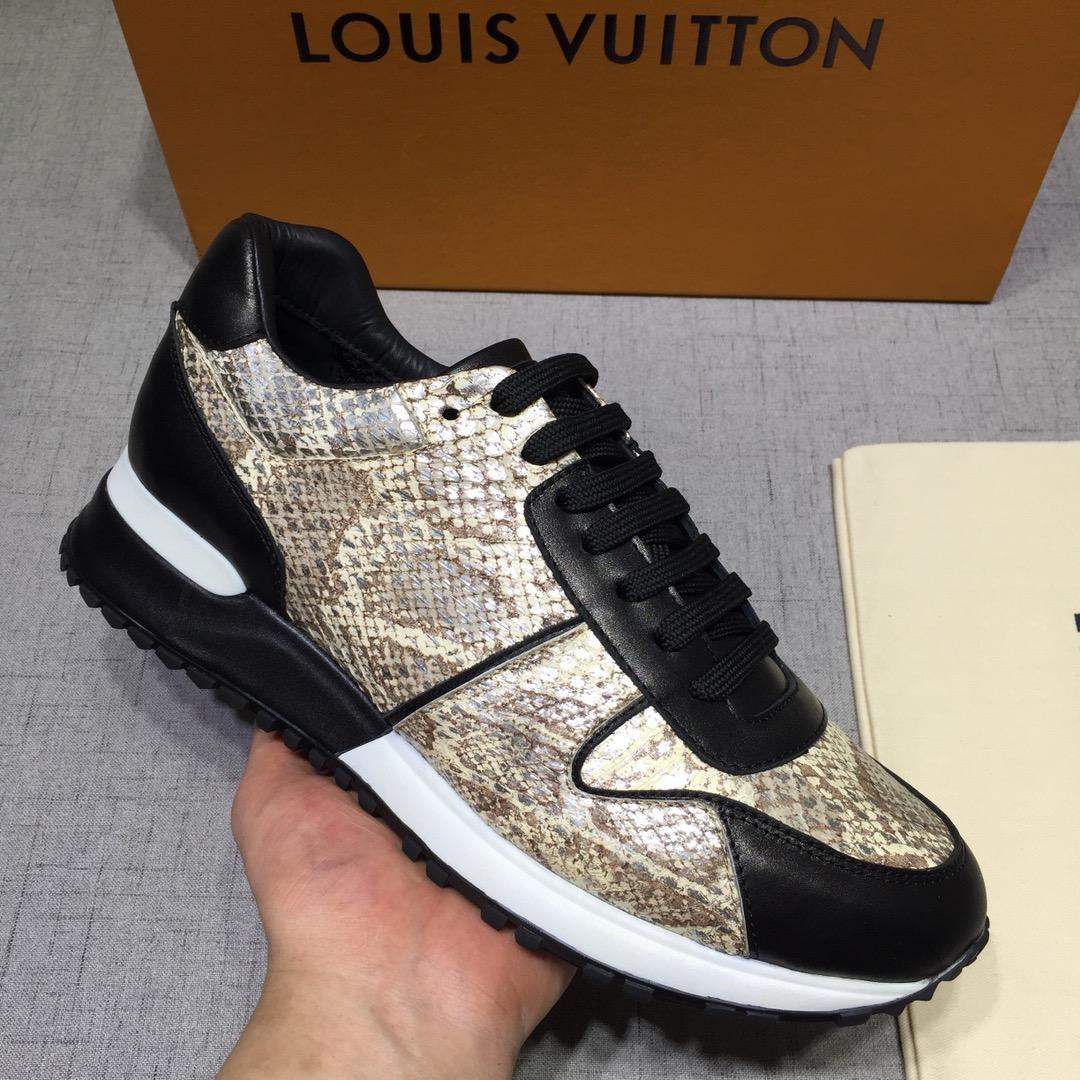 lv Perfect Quality Sneakers Silver snake print and black leather detail with white sole MS071035