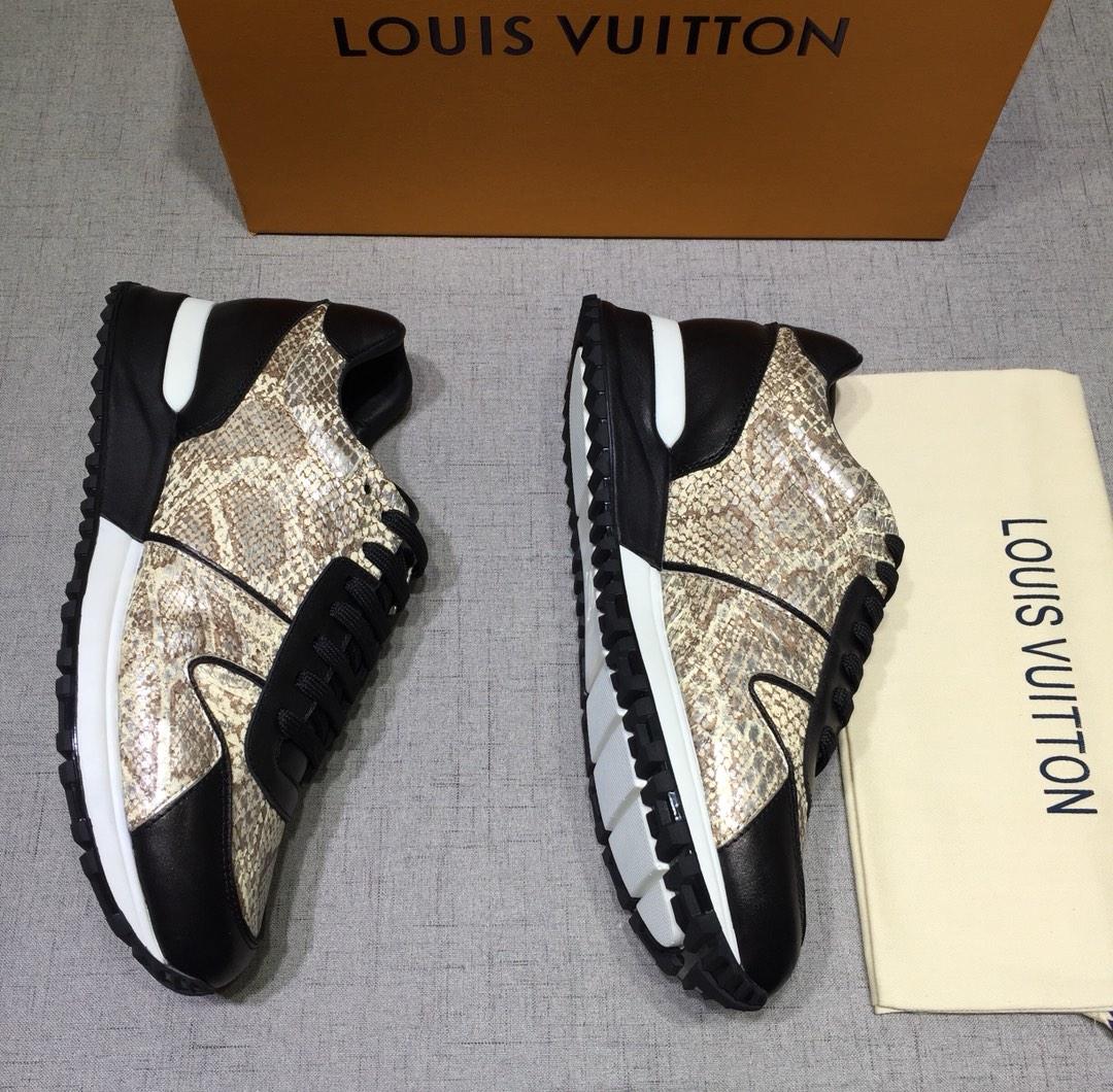 lv Perfect Quality Sneakers Silver snake print and black leather detail with white sole MS071035