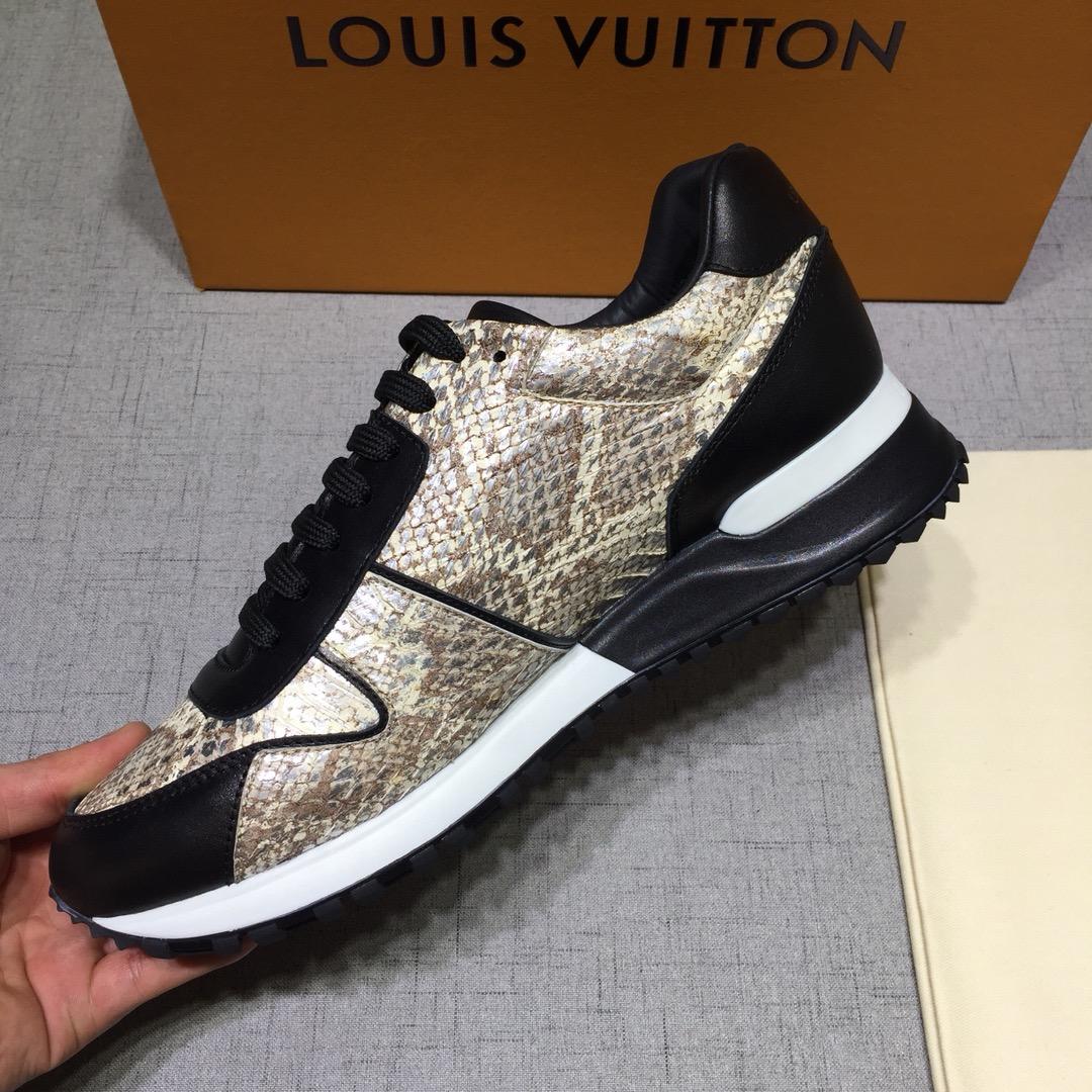 lv Perfect Quality Sneakers Silver snake print and black leather detail with white sole MS071035