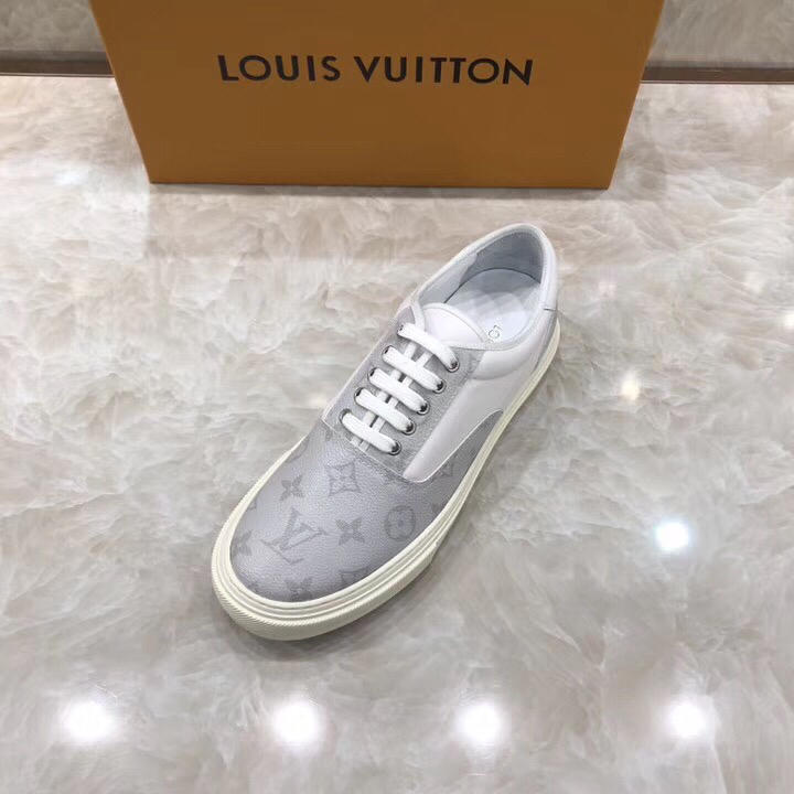 lv Perfect Quality Sneakers Silver and Damier Graphite print with white sole MS071069