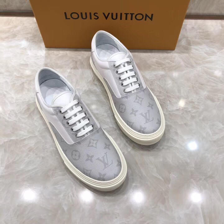 lv Perfect Quality Sneakers Silver and Damier Graphite print with white sole MS071069