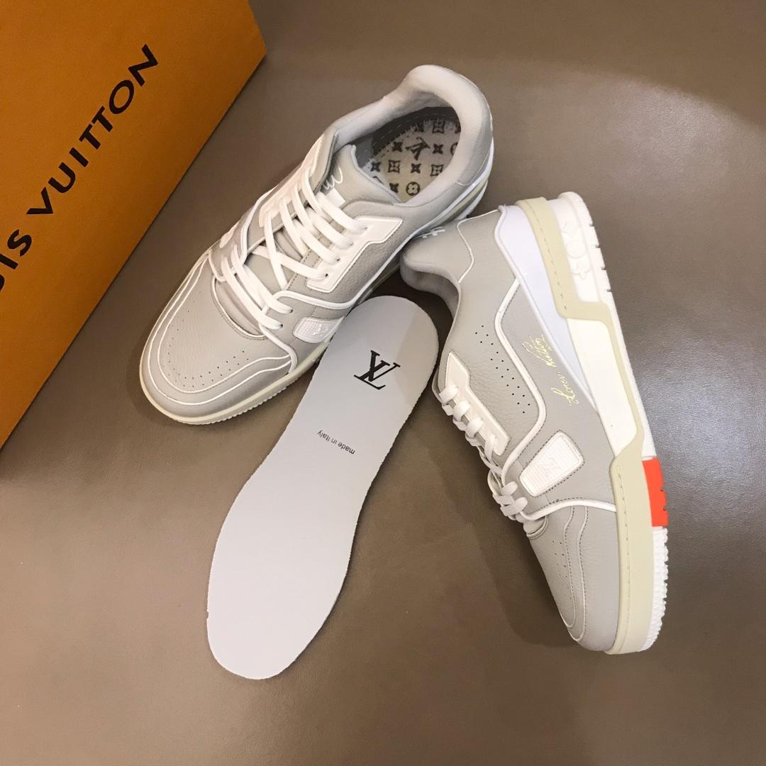 lv Perfect Quality Sneakers Grey and Monogram embossed and white sole MS021031