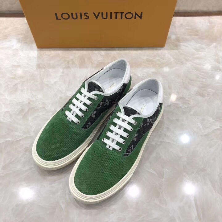 lv Perfect Quality Sneakers Green and black embossed Monogram with white sole MS071073