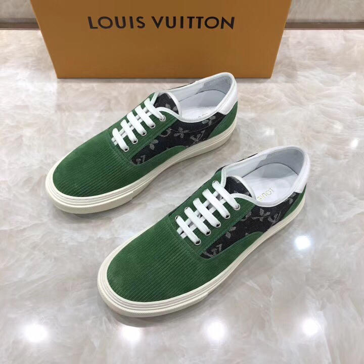 lv Perfect Quality Sneakers Green and black embossed Monogram with white sole MS071073