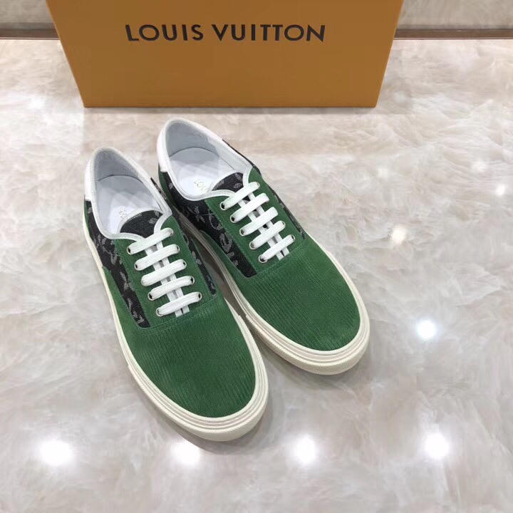 lv Perfect Quality Sneakers Green and black embossed Monogram with white sole MS071073