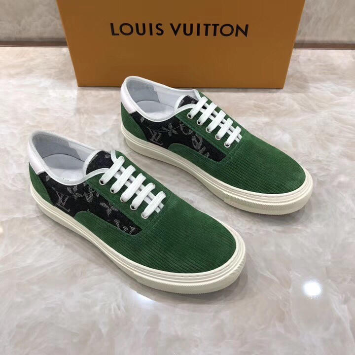 lv Perfect Quality Sneakers Green and black embossed Monogram with white sole MS071073