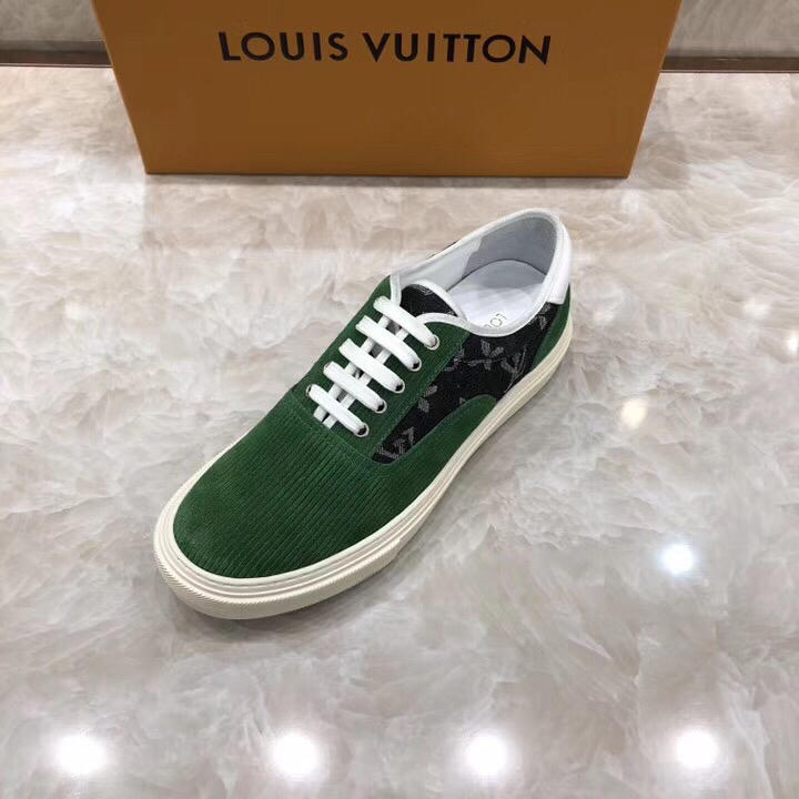 lv Perfect Quality Sneakers Green and black embossed Monogram with white sole MS071073