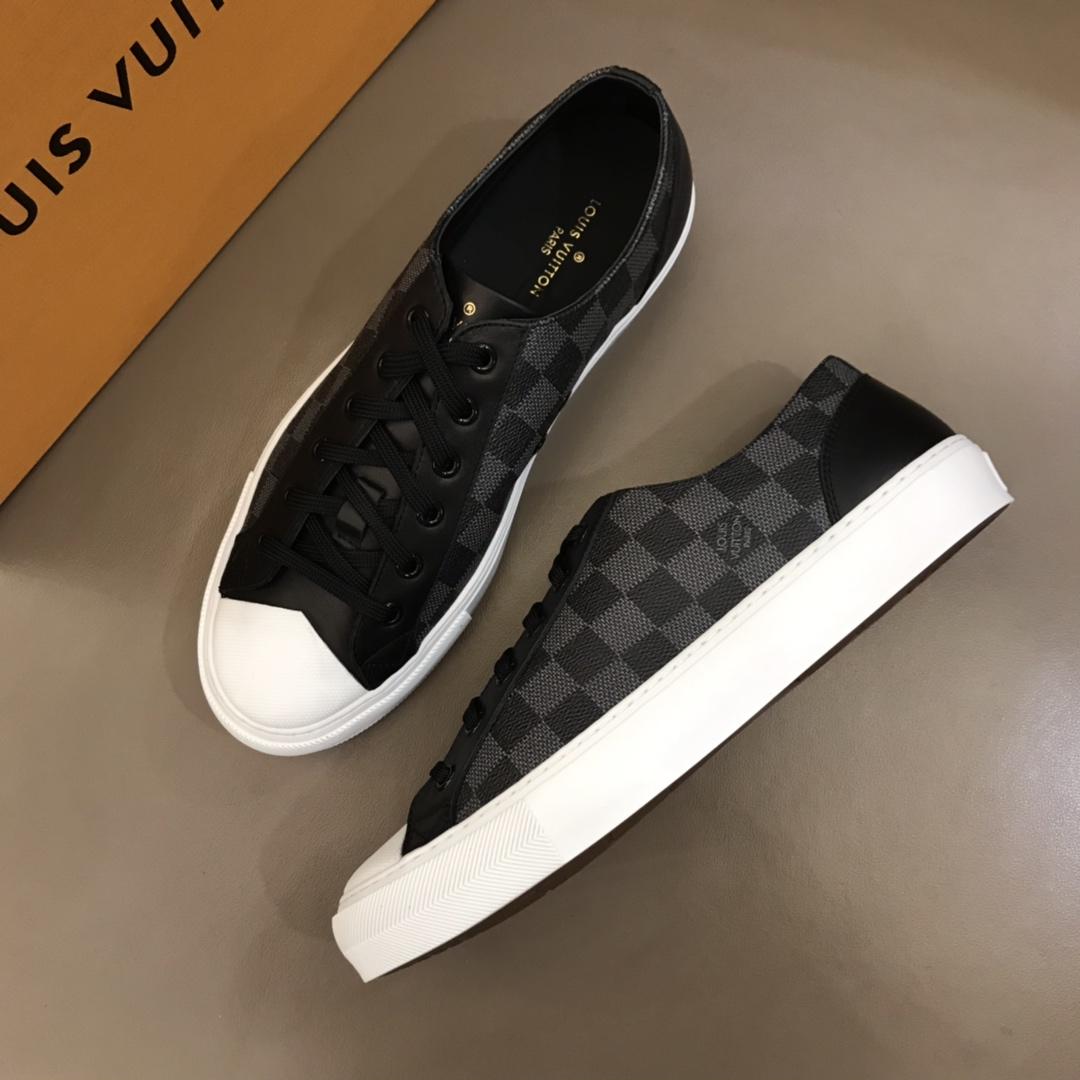 lv Perfect Quality Sneakers Damier Graphite canvas and black heel with white sole MS02837