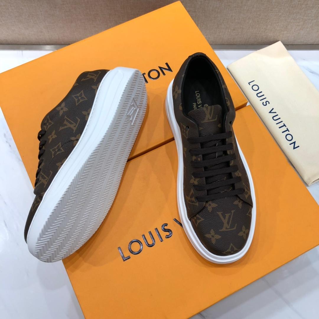 lv Perfect Quality Sneakers Brown and Monogram print with white sole MS071107