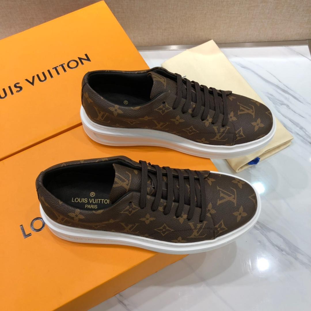 lv Perfect Quality Sneakers Brown and Monogram print with white sole MS071107