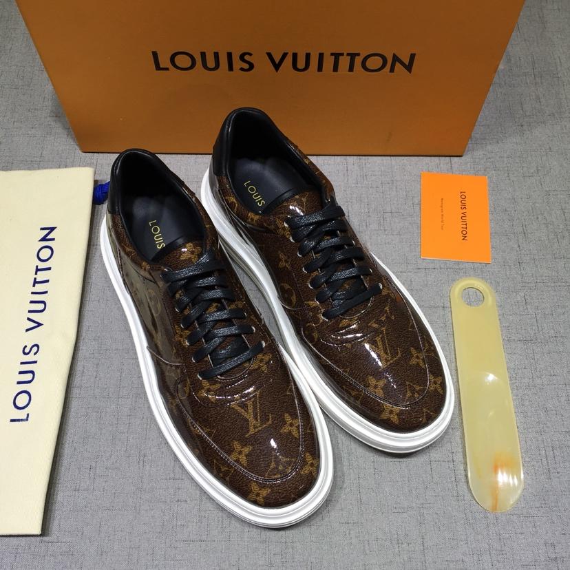 lv Perfect Quality Sneakers Brown and Monogram print with white sole MS071015