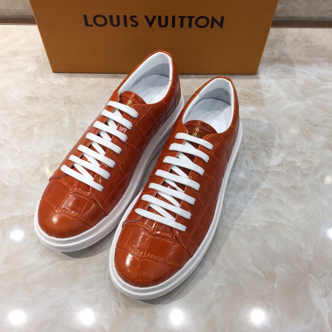 lv Perfect Quality Sneakers Brown alligator leather and white sole MS071029