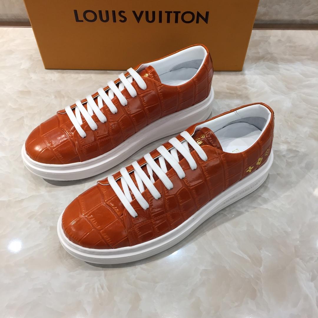 lv Perfect Quality Sneakers Brown alligator leather and white sole MS071029