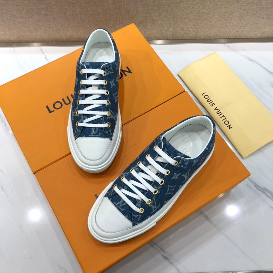lv Perfect Quality Sneakers Blue Monogram and white toe and white sole MS071145