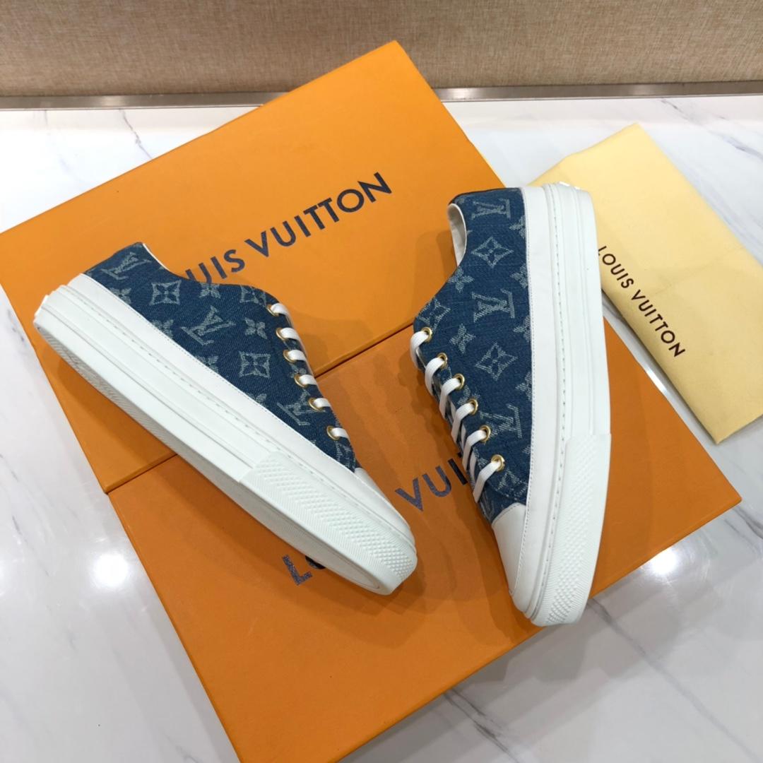 lv Perfect Quality Sneakers Blue Monogram and white toe and white sole MS071145