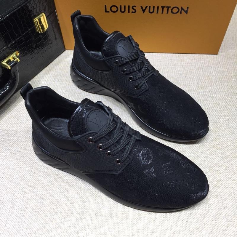 lv Perfect Quality Sneakers Black mesh and Monogram embossing with black sole MS071007