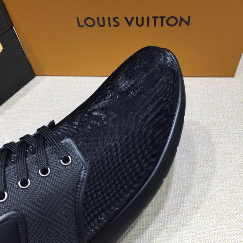 lv Perfect Quality Sneakers Black mesh and Monogram embossing with black sole MS071007