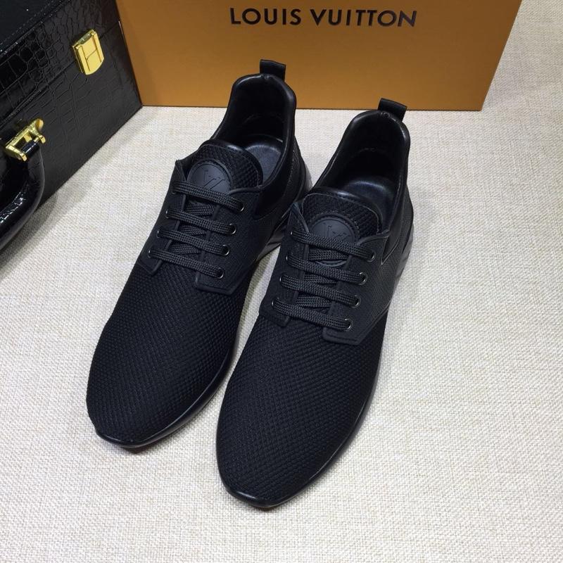 lv Perfect Quality Sneakers Black mesh and black heel with black sole MS071008