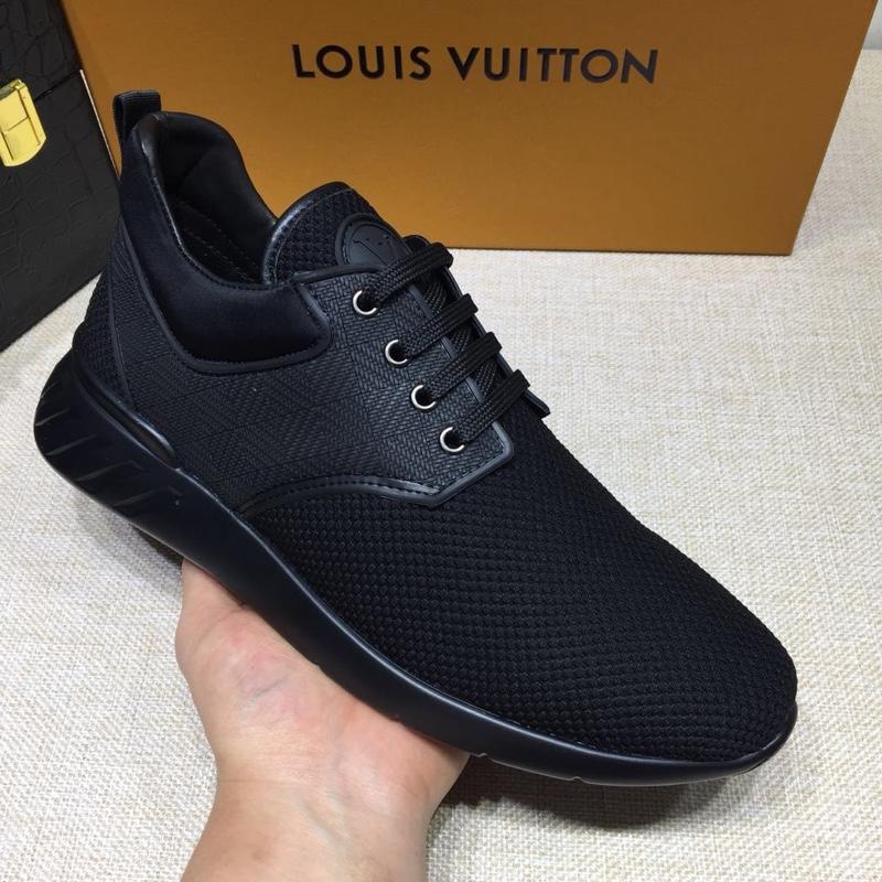 lv Perfect Quality Sneakers Black mesh and black heel with black sole MS071008