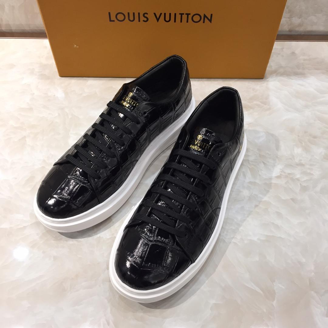 lv Perfect Quality Sneakers Black crocodile leather and white sole MS071030