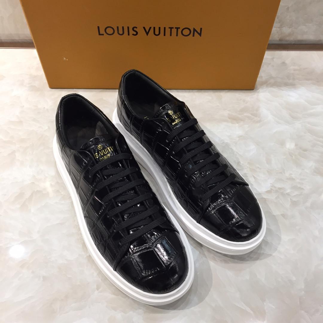 lv Perfect Quality Sneakers Black crocodile leather and white sole MS071030