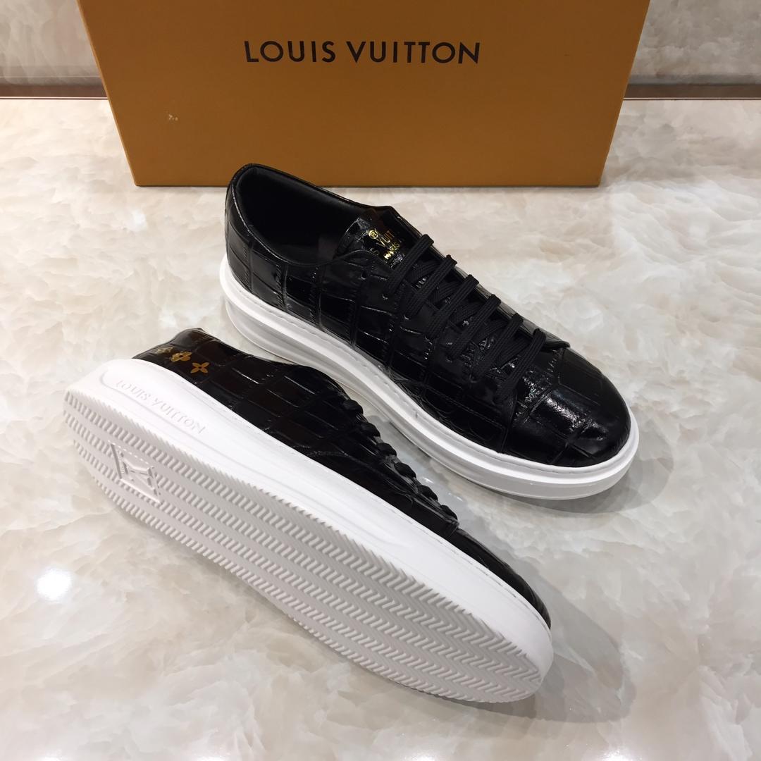 lv Perfect Quality Sneakers Black crocodile leather and white sole MS071030