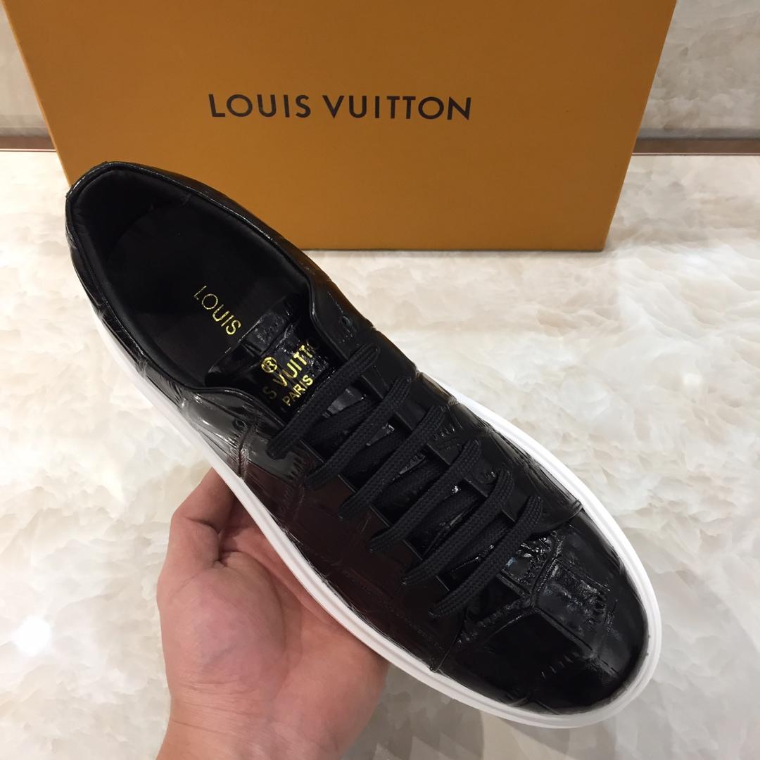 lv Perfect Quality Sneakers Black crocodile leather and white sole MS071030