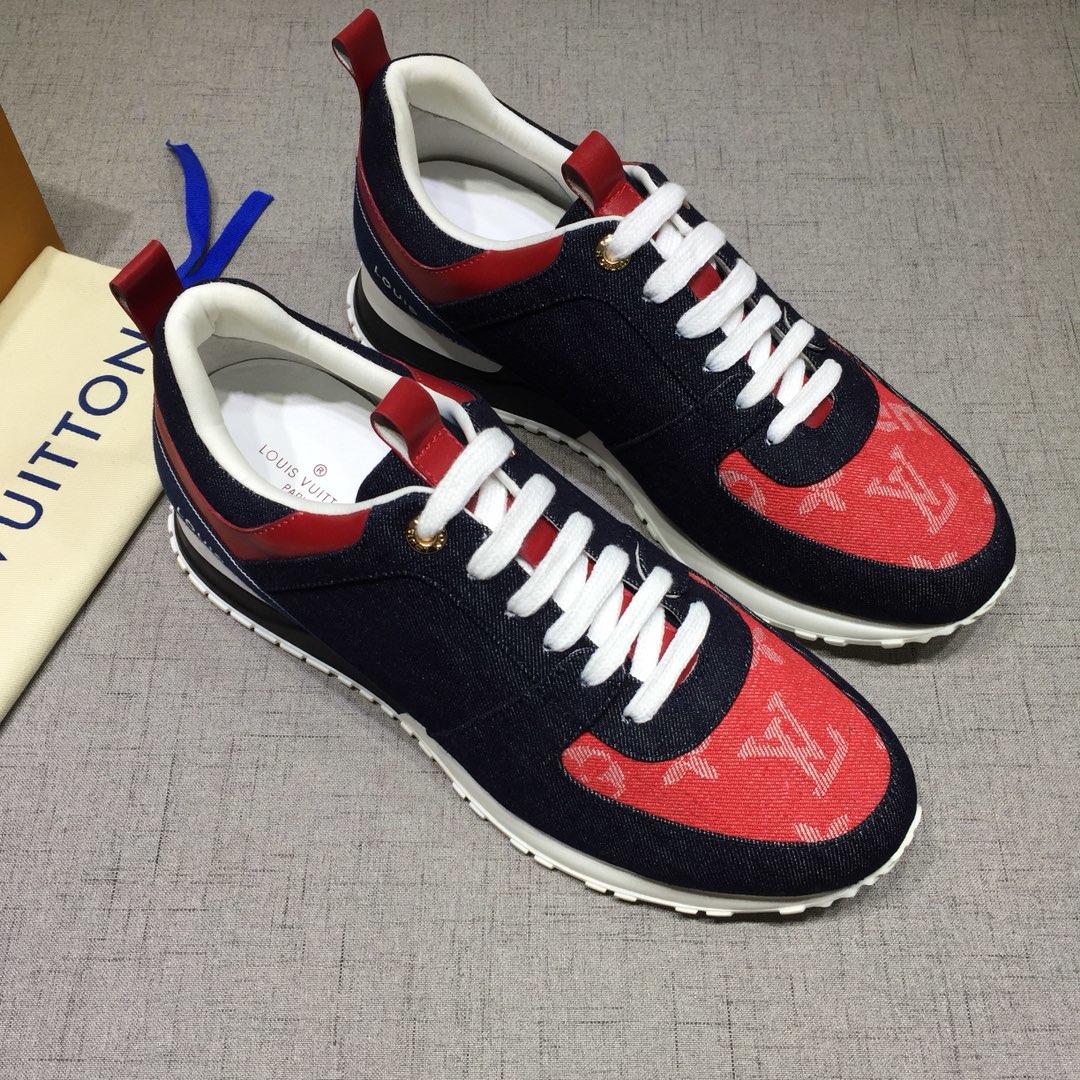 lv Perfect Quality Sneakers Black and Red Monogram Toe with White Sole MS071097