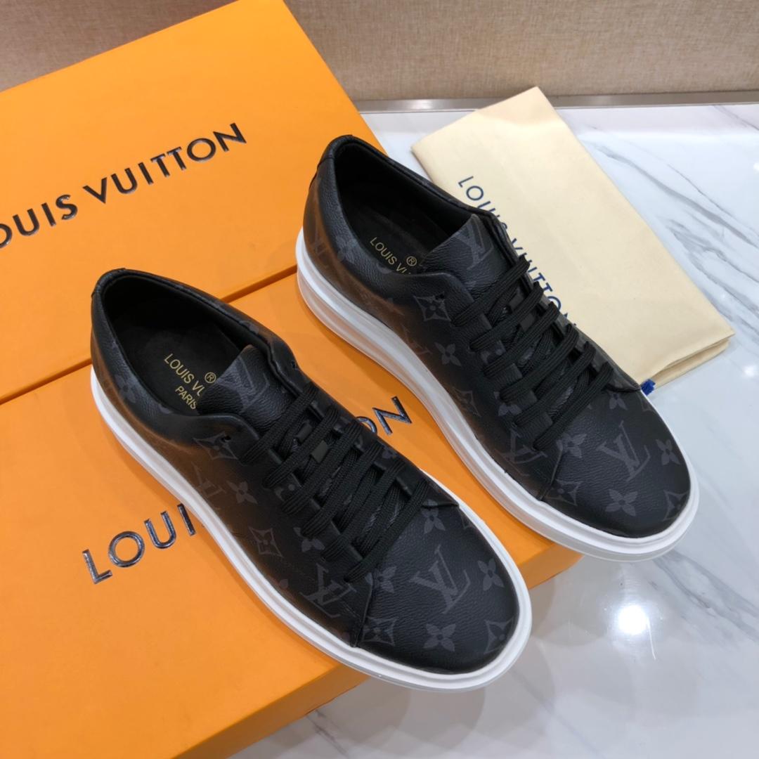 lv Perfect Quality Sneakers Black and Monogram print with white sole MS071109
