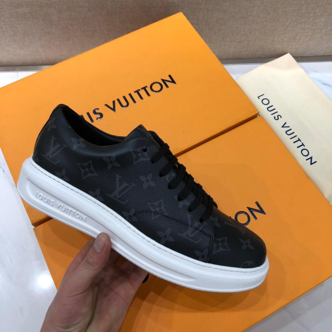 lv Perfect Quality Sneakers Black and Monogram print with white sole MS071109