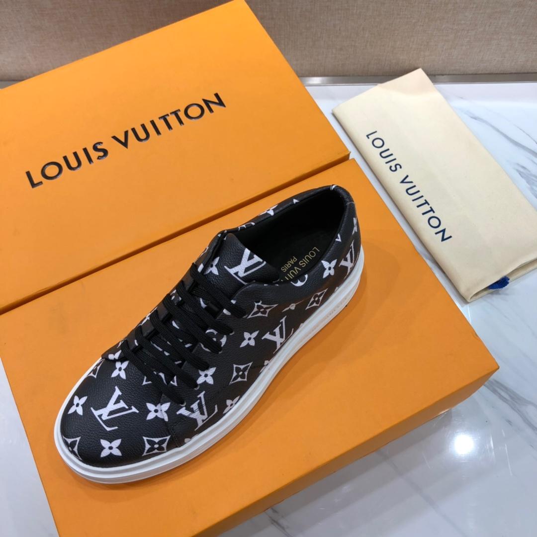 lv Perfect Quality Sneakers Black and Monogram print with white sole MS071106
