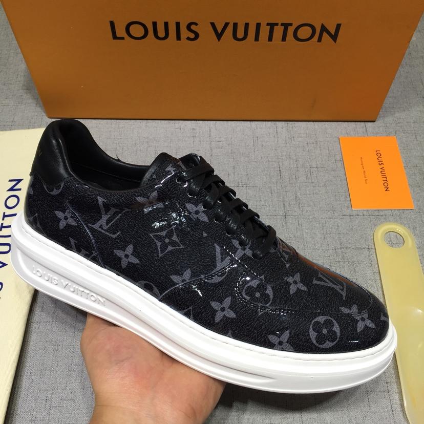 lv Perfect Quality Sneakers Black and Monogram print with white sole MS071016