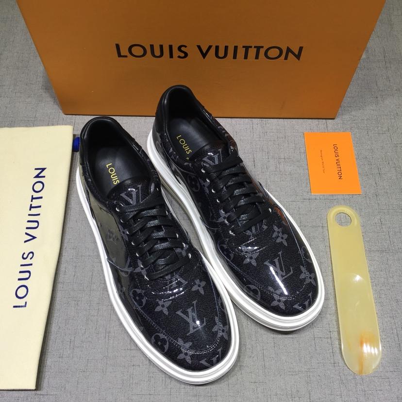 lv Perfect Quality Sneakers Black and Monogram print with white sole MS071016