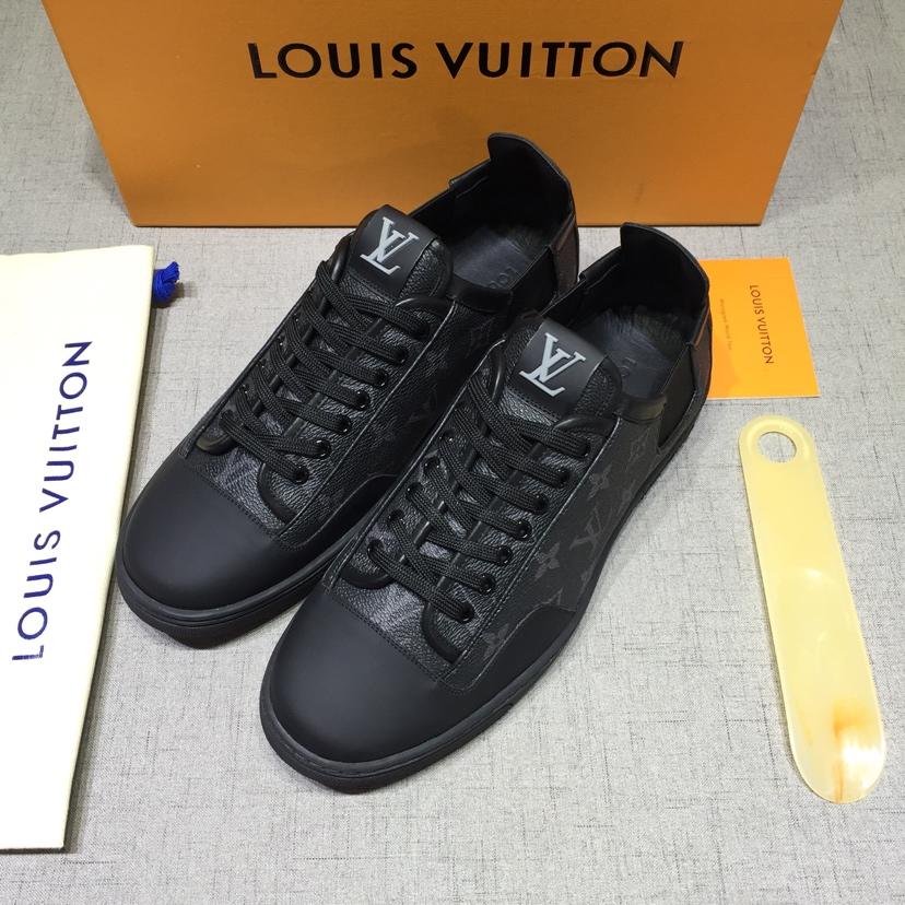 lv Perfect Quality Sneakers Black and Monogram print with black sole MS071021