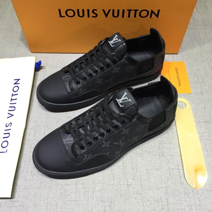 lv Perfect Quality Sneakers Black and Monogram print with black sole MS071021