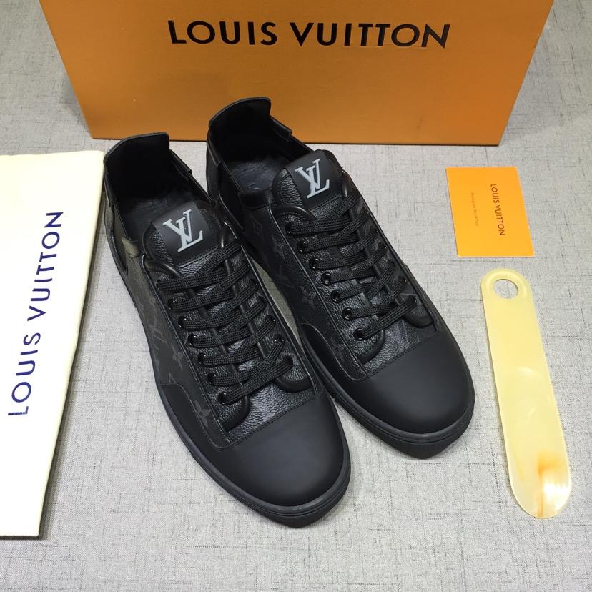 lv Perfect Quality Sneakers Black and Monogram print with black sole MS071021