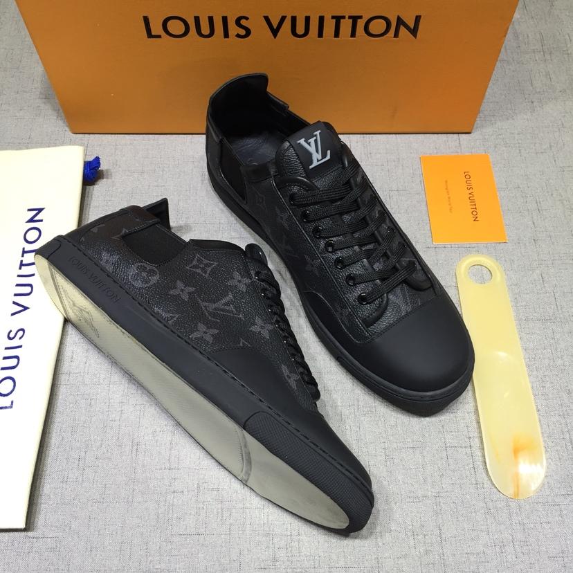 lv Perfect Quality Sneakers Black and Monogram print with black sole MS071021