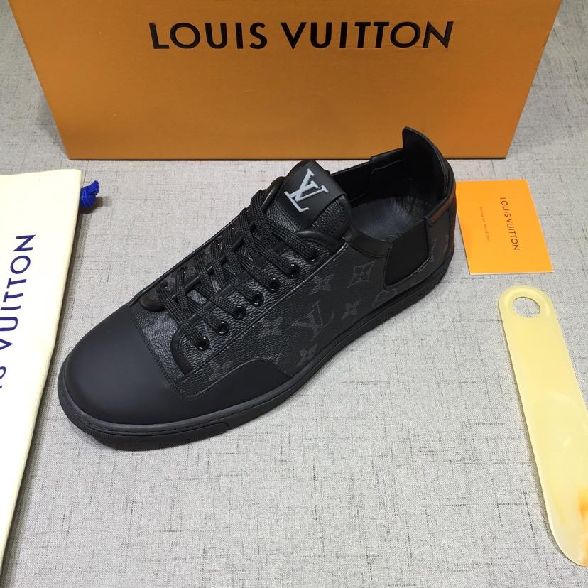 lv Perfect Quality Sneakers Black and Monogram print with black sole MS071021